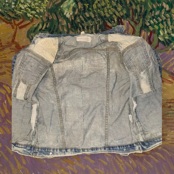 Boys Distressed Denim Jacket Size M - Picture 5 of 7